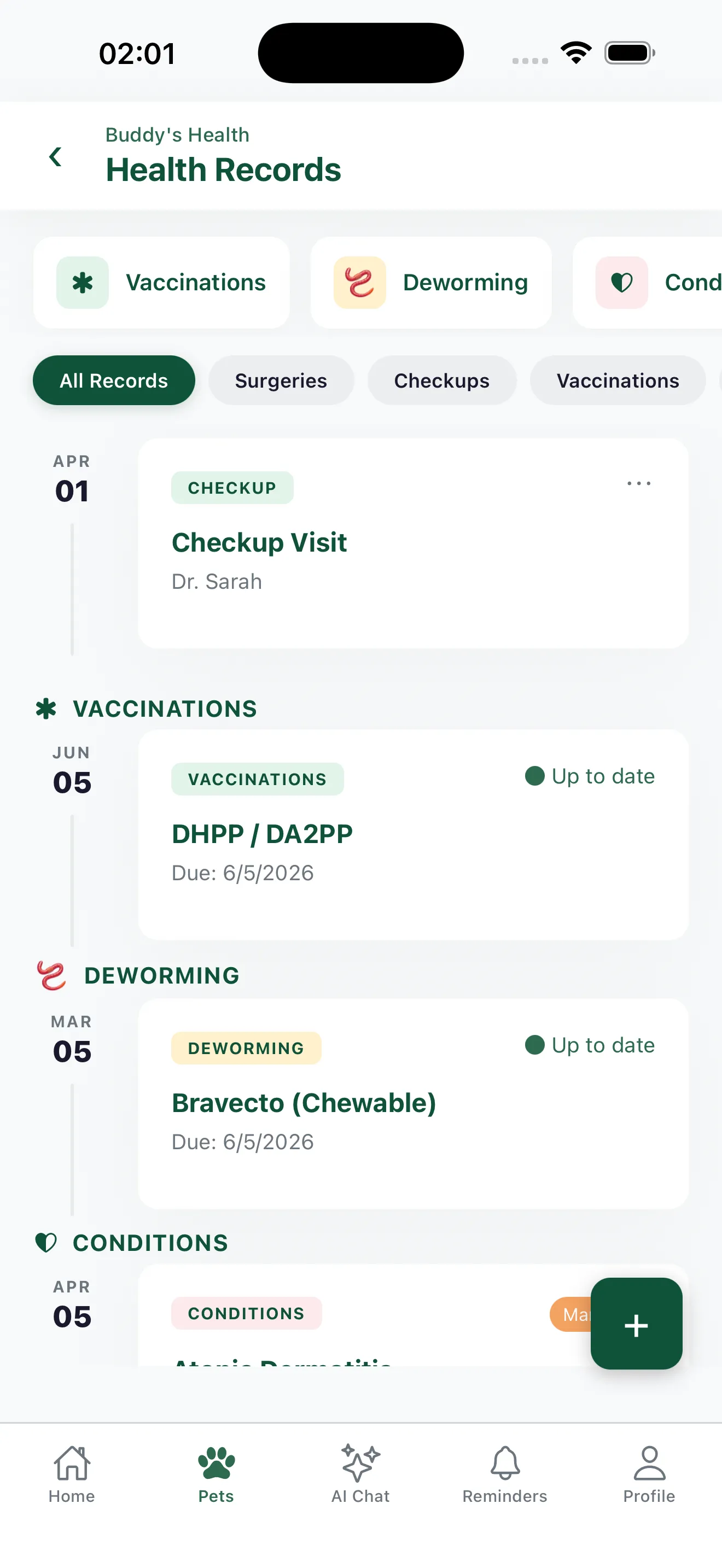 MaunaPet digital health records and vaccination timeline