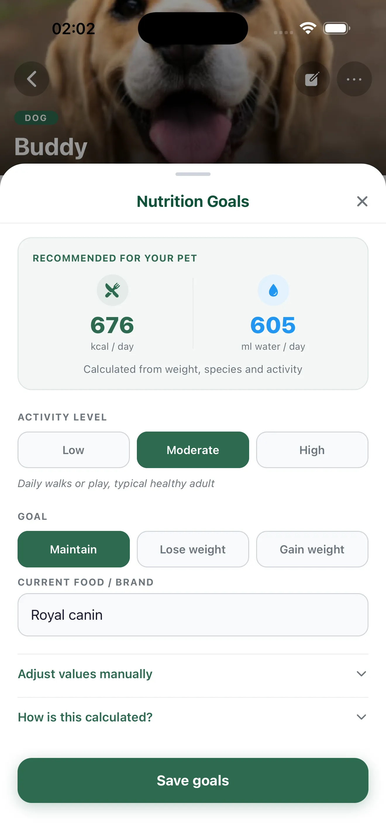 MaunaPet pet nutrition goals and smart dietary recommendations
