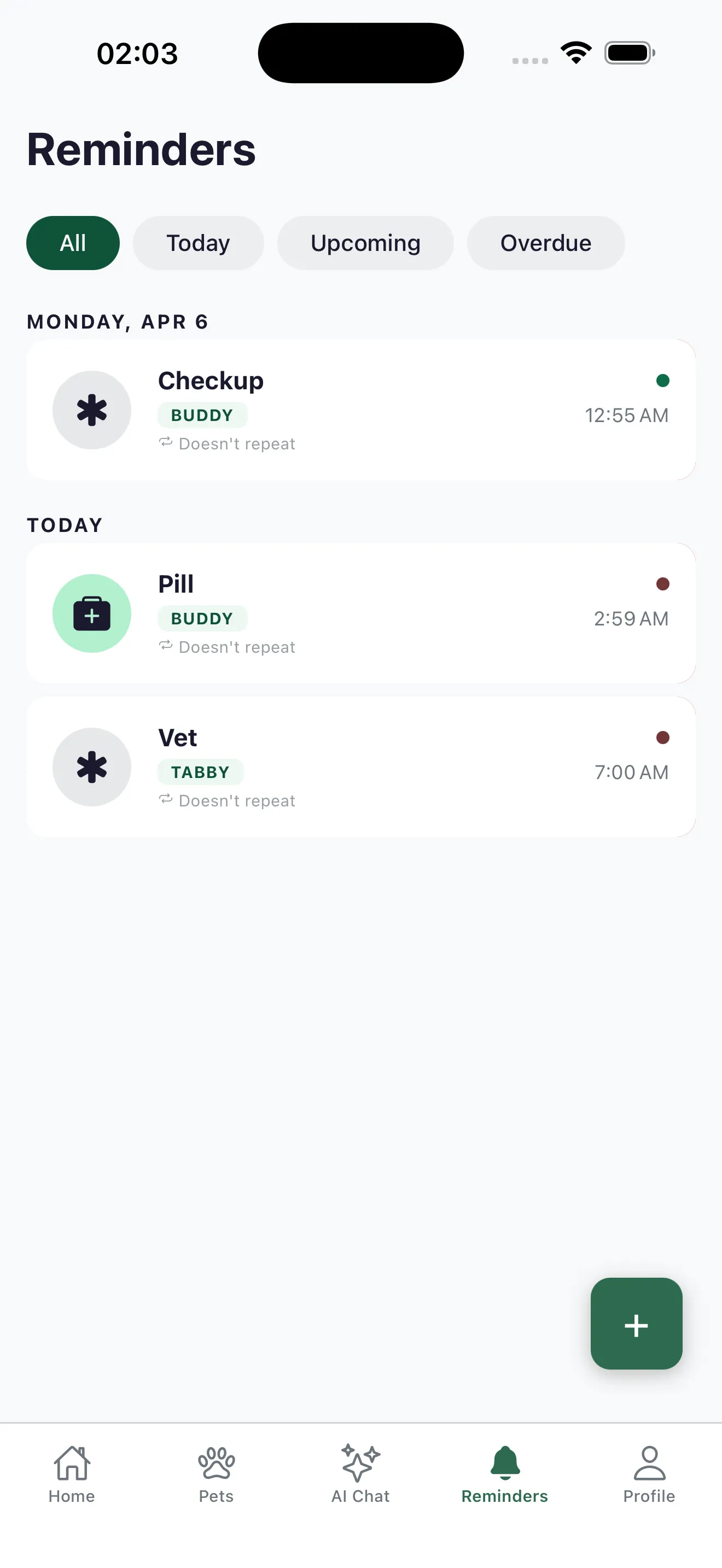 MaunaPet smart pet reminders for medications, vaccines, and vet checkups